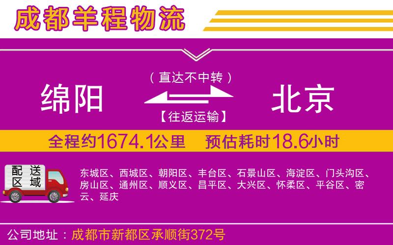 綿陽(yáng)到北京物流公司