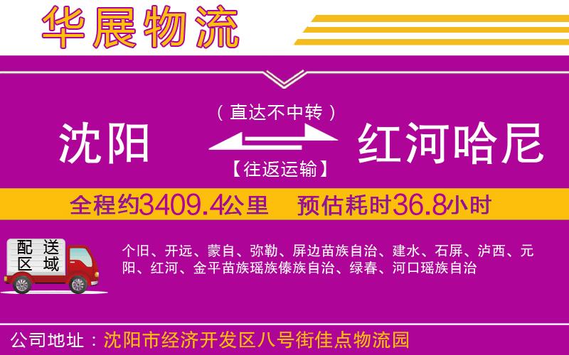 沈陽到紅河哈尼族彝族自治州物流專線