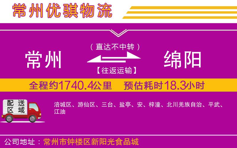 常州到綿陽貨運(yùn)公司