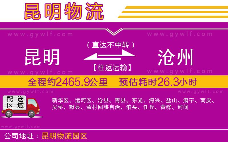 昆明到滄州物流公司