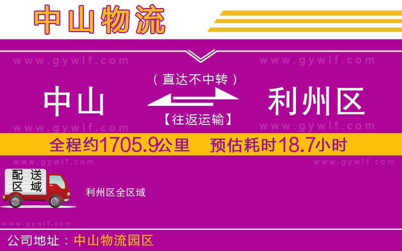中山到利州區(qū)物流公司