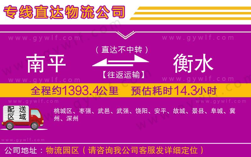 南平到衡水物流公司