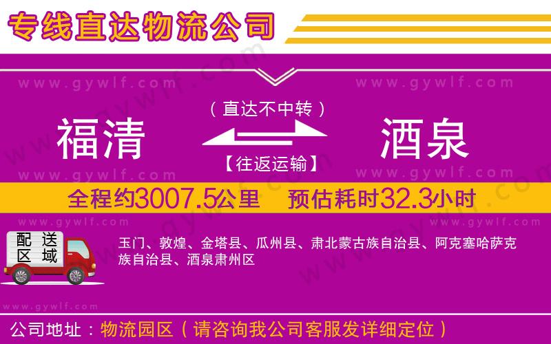 福清到酒泉物流公司