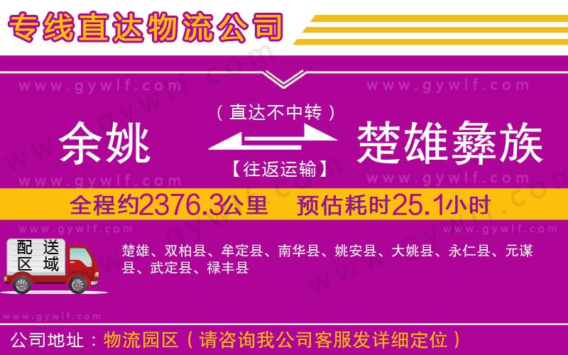 余姚到楚雄彝族自治州物流公司