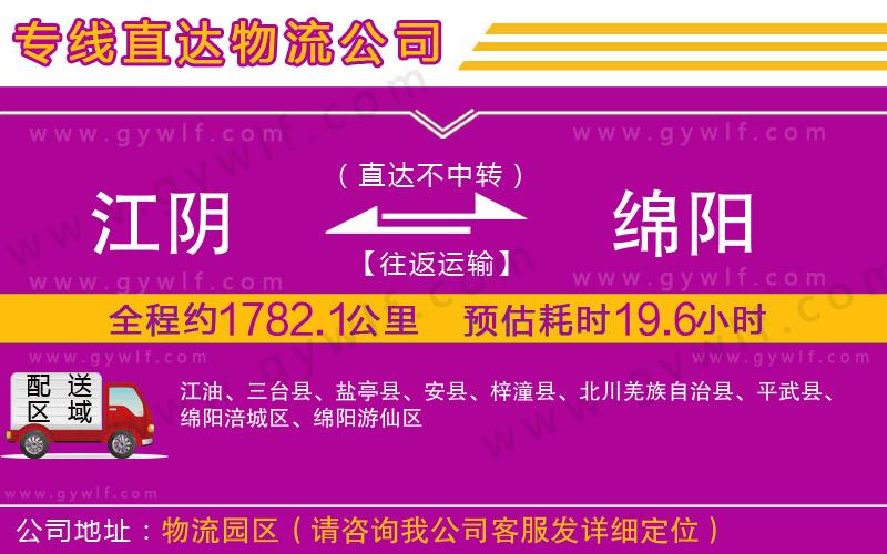 江陰到綿陽(yáng)物流公司