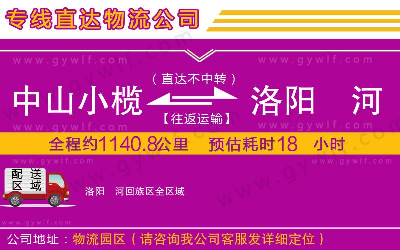 中山小欖到洛陽(yáng)瀍河回族區(qū)物流公司