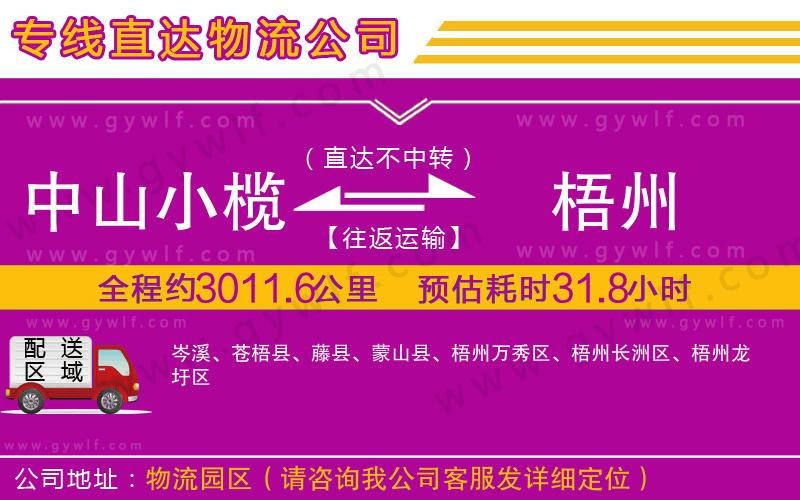 中山小欖到梧州物流公司