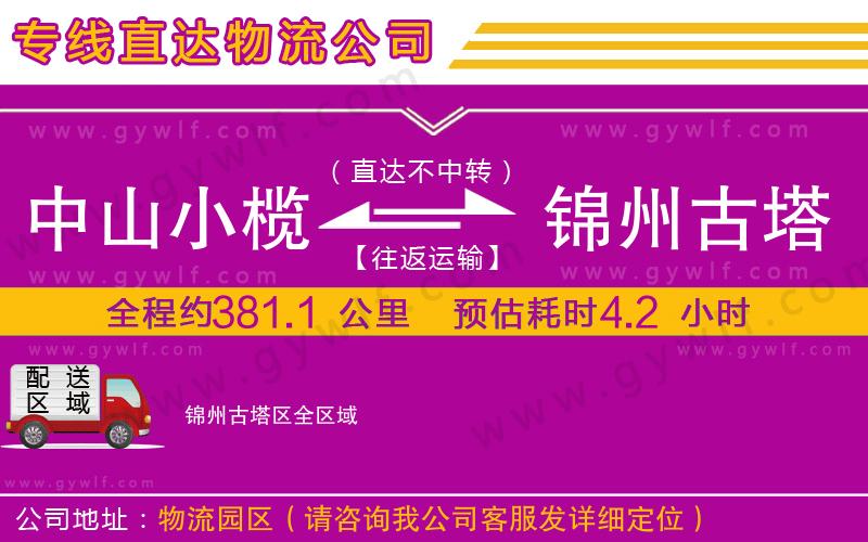 中山小欖到錦州古塔區(qū)物流公司