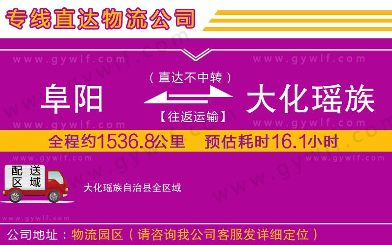 阜陽(yáng)到大化瑤族自治縣物流公司