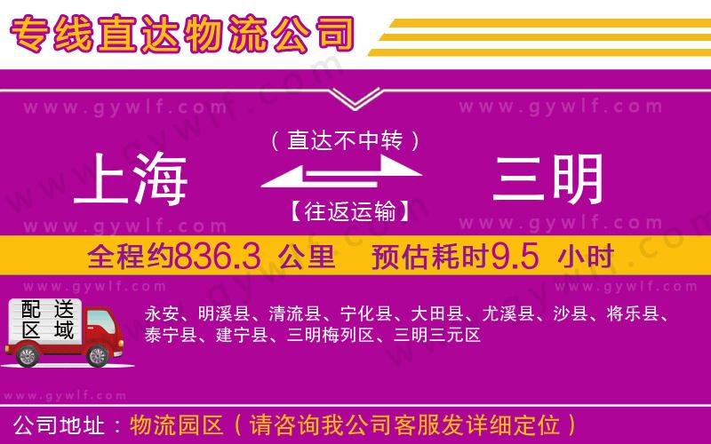 上海到三明貨運專線