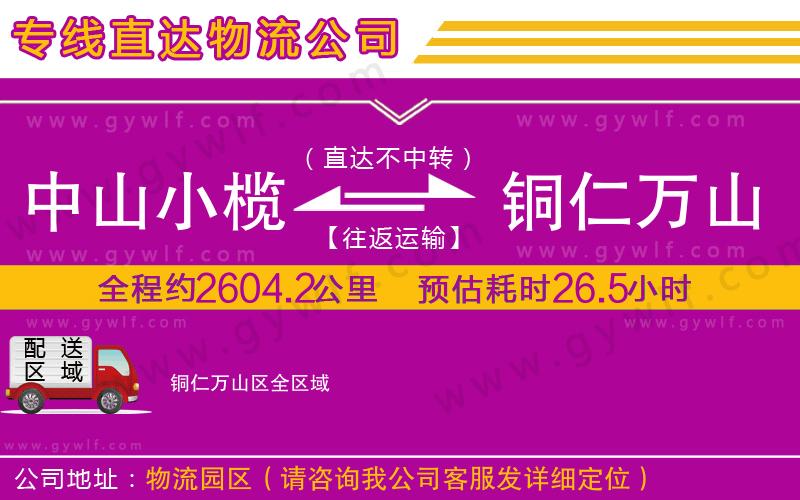 中山小欖到銅仁萬山區(qū)物流公司