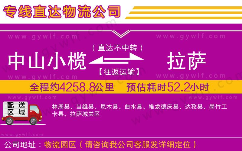 中山小欖到拉薩物流公司