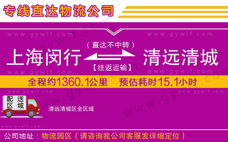 上海閔行區(qū)到清遠清城區(qū)物流公司