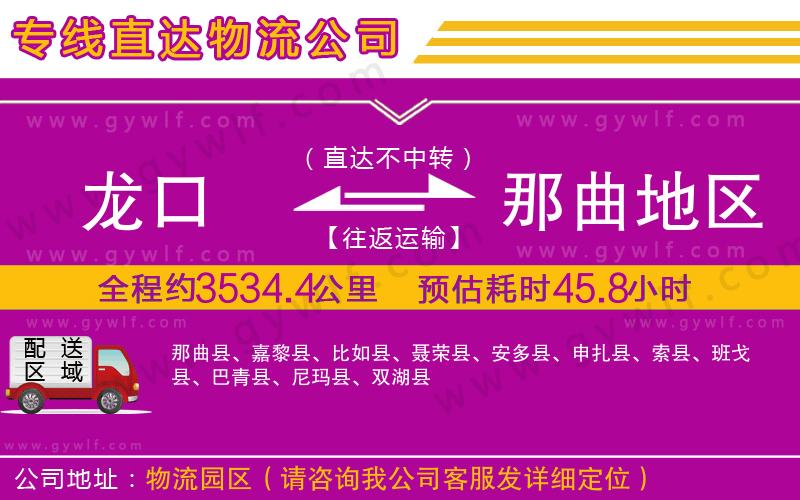 龍口到那曲地區(qū)物流公司