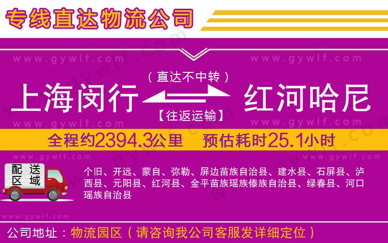 上海閔行區(qū)到紅河哈尼族彝族自治州物流公司