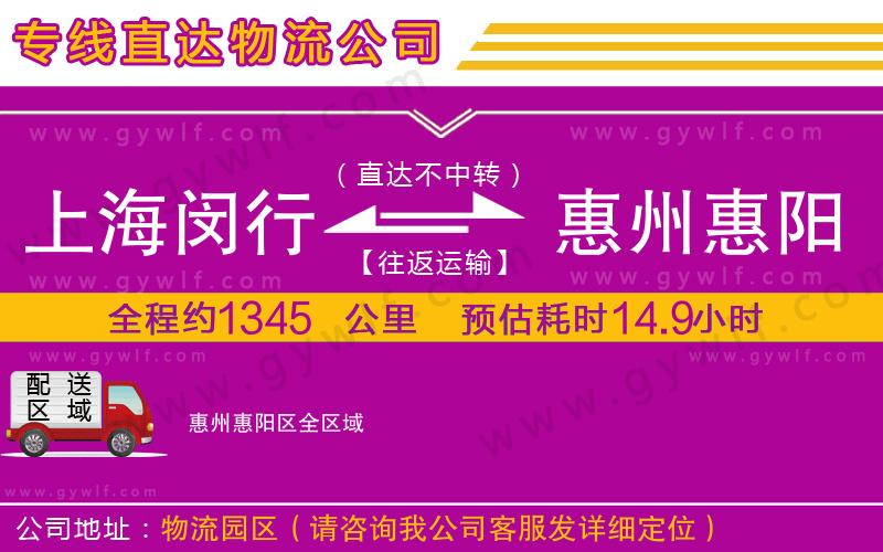 上海閔行區(qū)到惠州惠陽區(qū)物流公司
