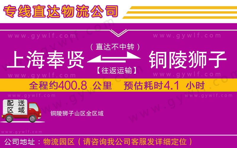 上海奉賢區(qū)到銅陵獅子山區(qū)物流公司