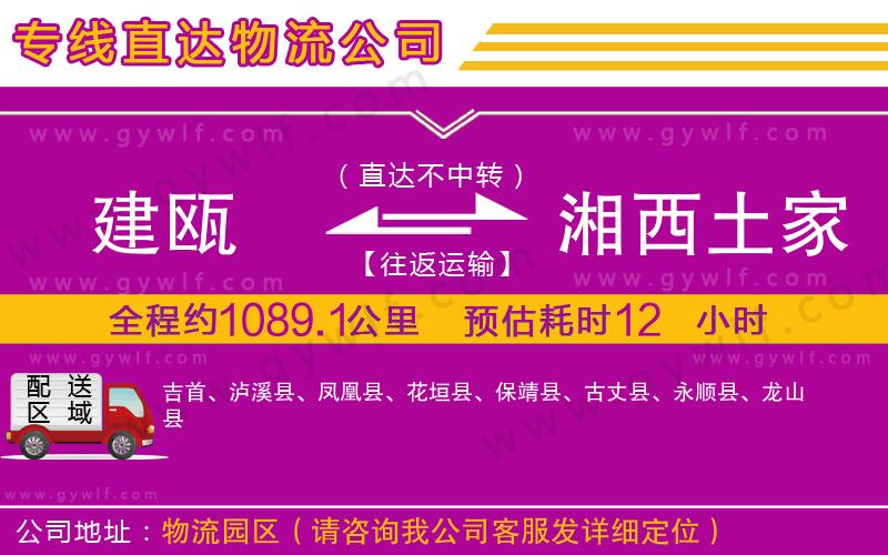 建甌到湘西土家族苗族自治州物流公司