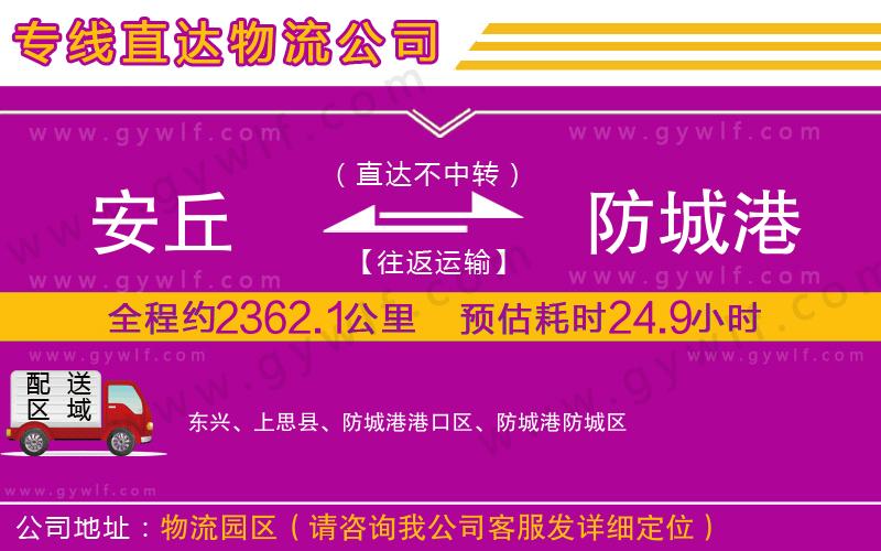 安丘到防城港物流公司