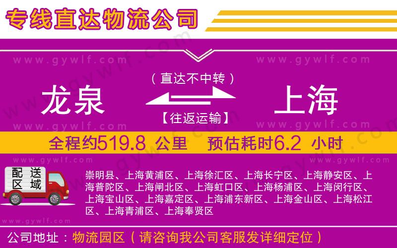 龍泉到上海物流公司