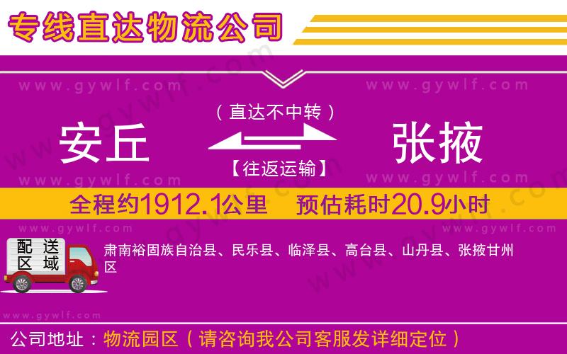 安丘到張掖物流公司