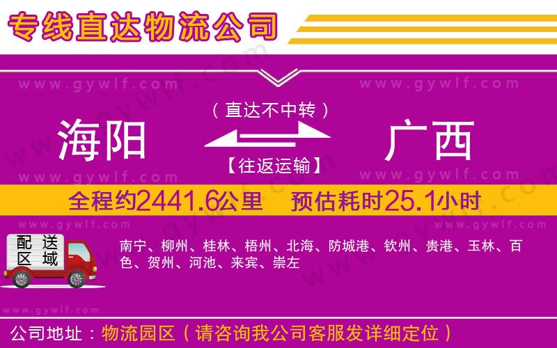 海陽到廣西物流公司