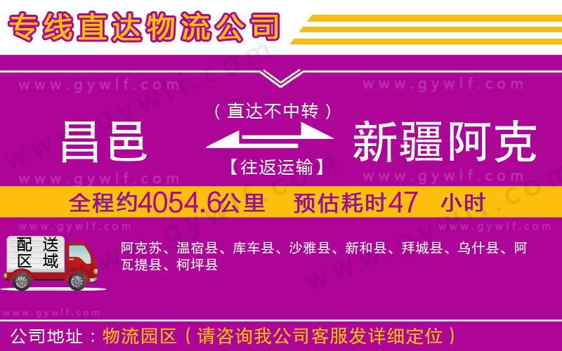 昌邑到新疆阿克蘇地區(qū)物流公司
